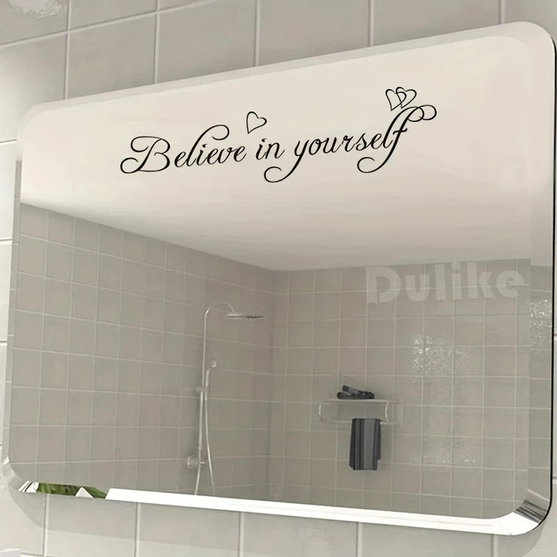 Inspire Motivational Quote Decal You Are Beautiful Mirror Vinyl Sticker Believe in yourself Stickers Bathroom Fitting Room Decor