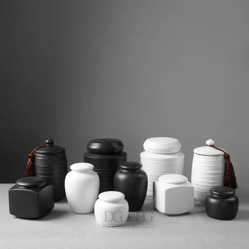 Ceramic Pet Keepsake Dog Cat Birds Urns Black White Funeral Urn Human Container for Ashes Cremation Small Animal Columbarium