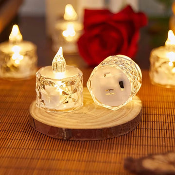 Flameless LED Light Candle LED Crystal Candle Light Transparent Shell Electronic Night Lamp Dating Party Holiday Home Decoration