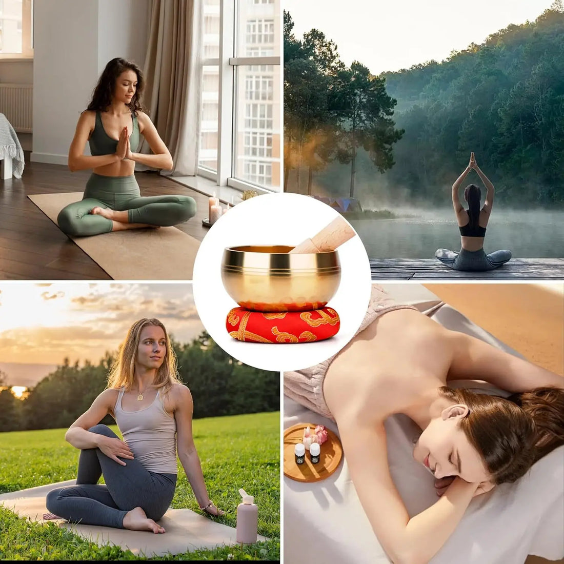 Tibetan Singing Bowls Set-Meditation Sound Bowl-Singing Bowls Hand-hammered in Nepal for Yoga, Chakra Healing, Mindfulness