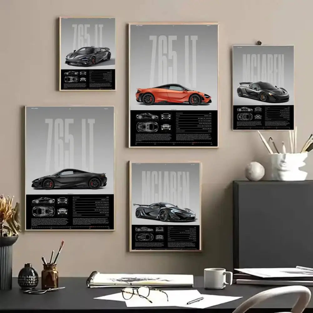 Fashion Sports Cars M_MCLarenS Design Poster Decorative Wall Art Stickers Mural Photo Print for Home Living Room Hallway Decor