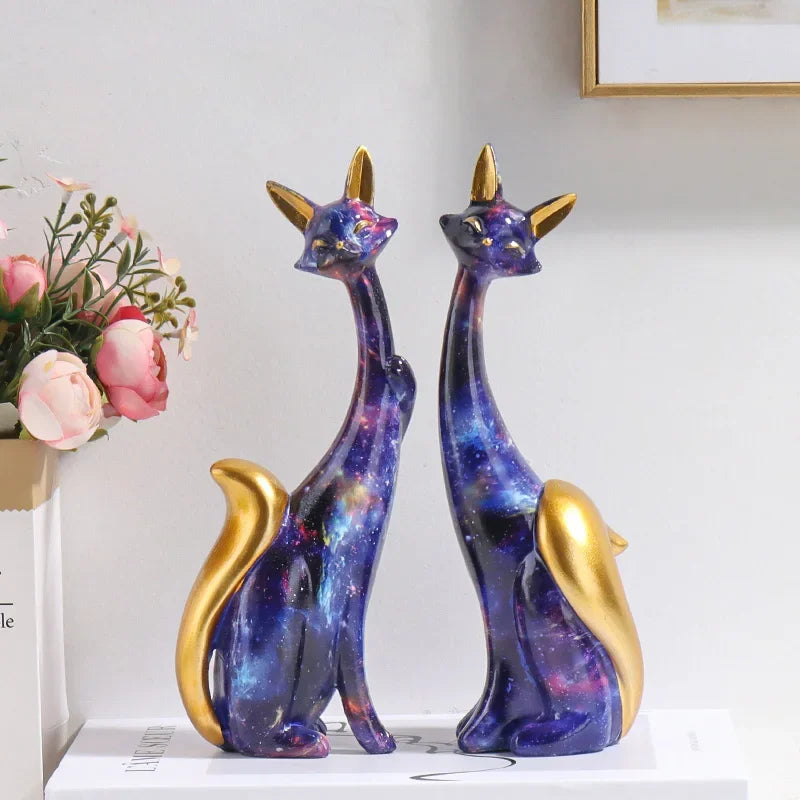 Nordic Art Oil Painting Graffiti Lover Fox Decoration Office Study Resin Abstract Ornaments Figurines Bedroom Desktop Sculpture