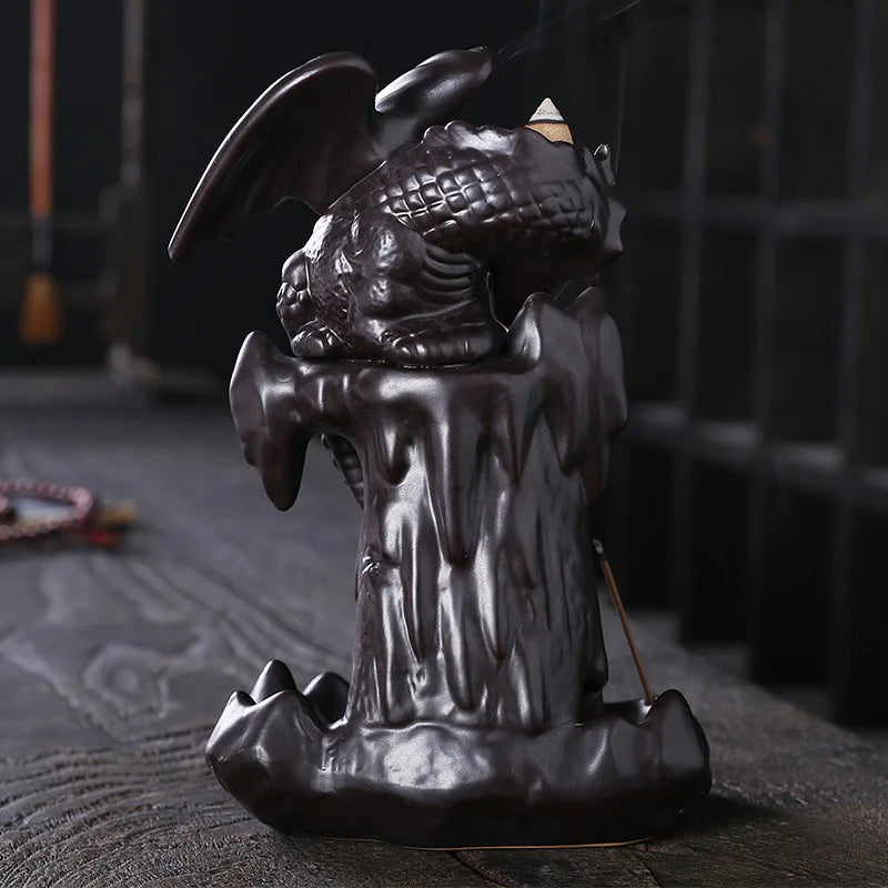1pc Vintage Dragon Backflow Incense Burner Household Burner Home Decor Creative Home Aromatherapy Gift (Without Incense)