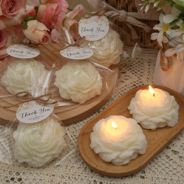 10sets Rose Flower Decorative Candles for Wedding Guest Gifts, Bridal Shower Table Decor, Party Centerpieces, Gift Display