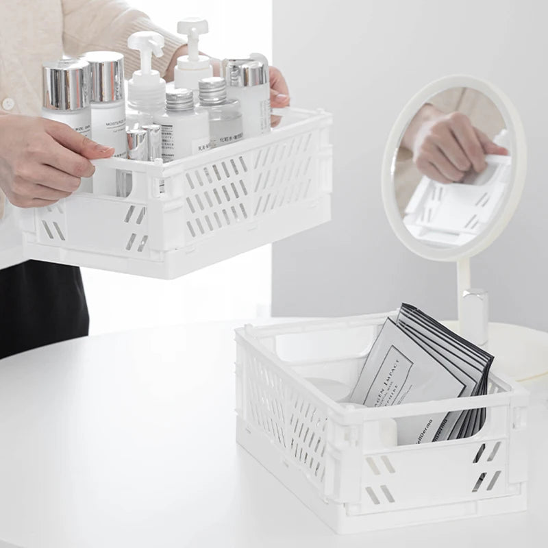 Foldable Storage Baskets Large Capacity Desktop Sundries Storage Box Grocery Holder Vegetable Fruit Basket Kitchen Organizer