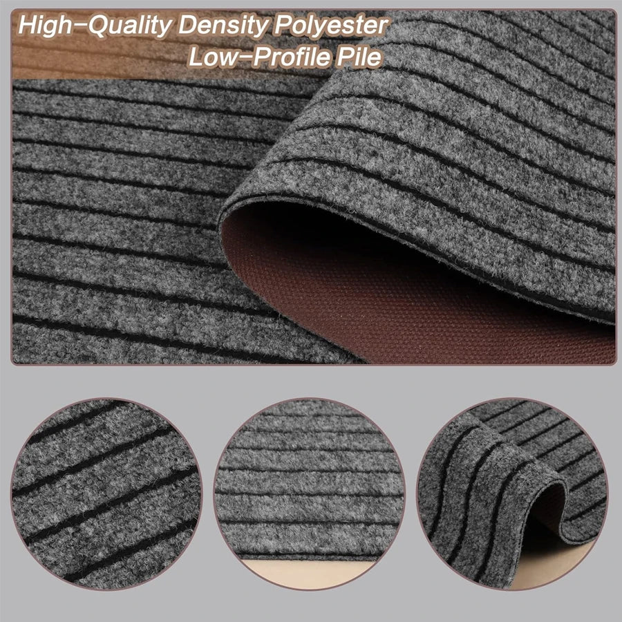 Gray striped kitchen indoor outdoor door mat floor mat anti-slip carpet, suitable for door, bathroom, kitchen, living room