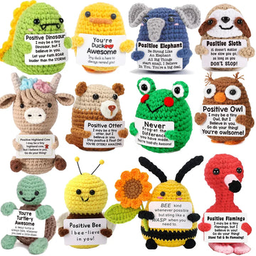 Mini Positive Potato Funny Avocado Duck Cute Knitted Crochet Doll with Card for Women Men Mom Dad Friend Birthday Cheer Up Gifts