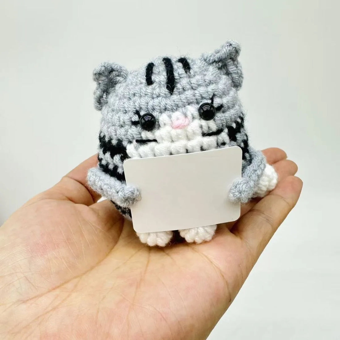 Cute  Positive Cat Emotional Support Crochet Animal Funny Gift Desk Decor Christmas Gift