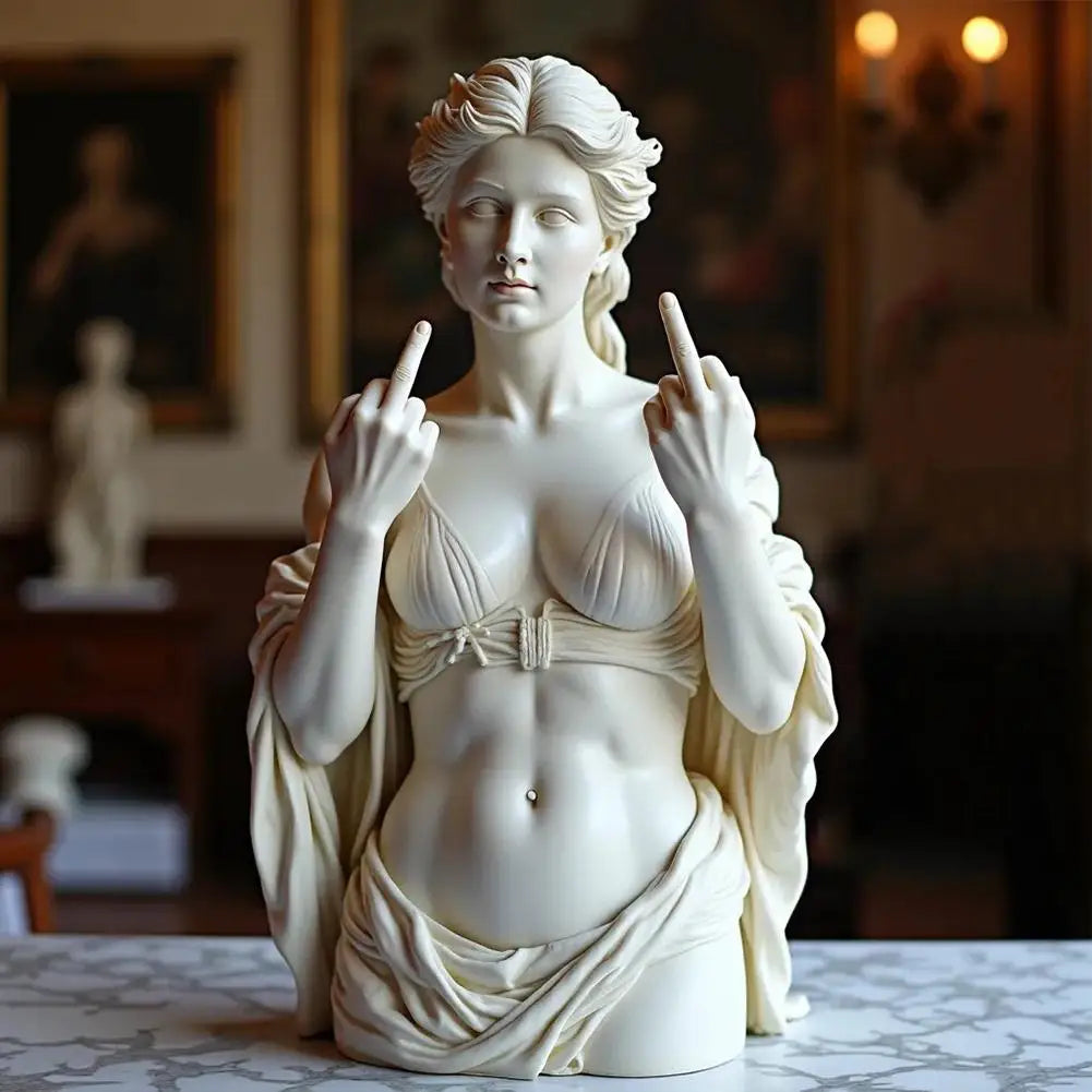 3D Venus Statue Vienna Goddess Vertical Middle Finger Ornament Parody Resin Office Home Cultural Decoration Gifts for Friends ﻿