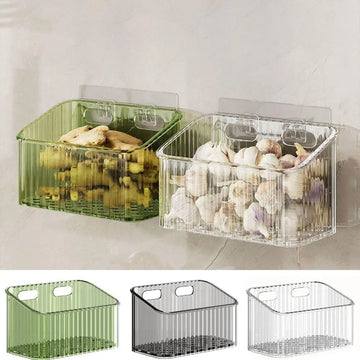 Clear Wall Basket Storage Bins Cabinet Door Organizer Plastic Shower Caddy with Self-Adhesive Hanger for Bathroom Kitchen