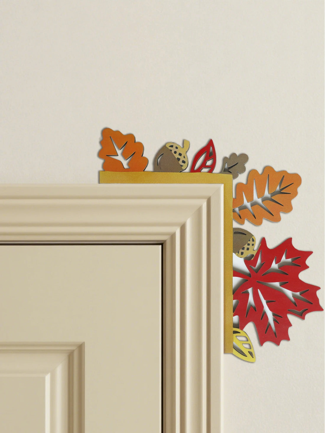 Autumn Leaves Door Topper Decor, Colorful Wooden Corner Door Frame Ornament, Harvest Festival & Thanksgiving Day Home Decoration