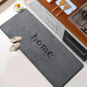 Solid color long strip kitchen absorbent floor mat flannel foot mat home thick non-slip carpet entrance mat bathroom mat