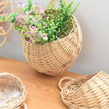 Practical Pot Plants Holder Pastoral Flower Hanging Handmade Rattan Florist Breathable Planter Flower Basket Woven L8Q7