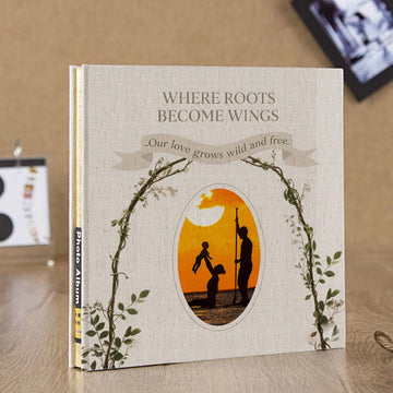 Customizable 18" Forest Theme Photo Album - 20 Self-Adhesive Pages, Laminated, Family/Travel Gift (White or Black)