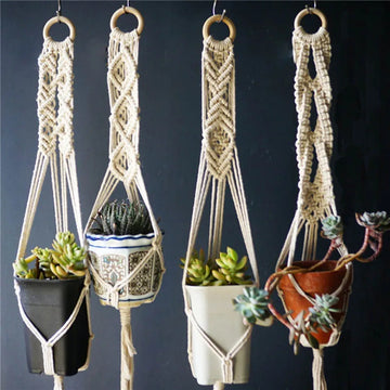 5PCS/set handmade macrame infoor plant hanging for flower pot  boho style macrame plant hanger