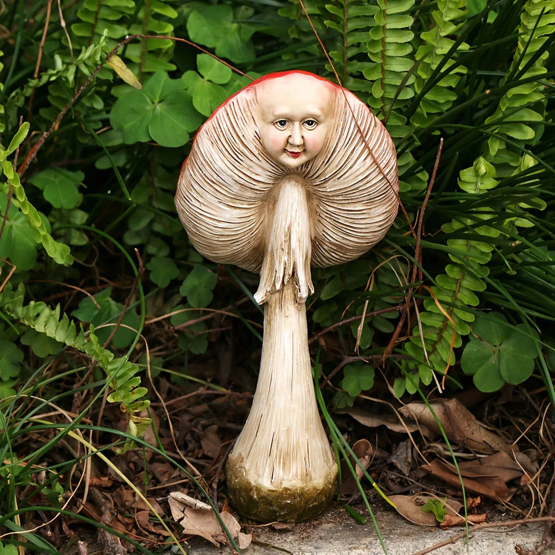 Facial Genie Mushroom Outdoor Sculpture Garden Ornament Accessories Courtyard, Lawn and Gardening