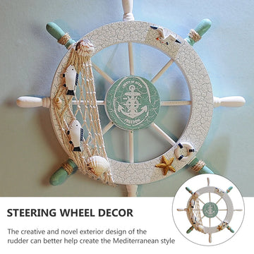 Wooden Ship Wheel Decor Mediterranean Style For Home Bar Coffee Shop Wall Decoration Marine Theme Ornament