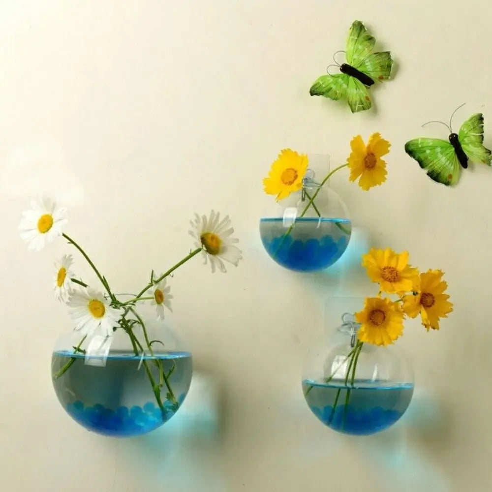 1 Pc Transparent Glass Wall Mounted Vase Semi Circular Fish Tank Micro Landscape Ecological Bottle Flower Arrangement Bottle