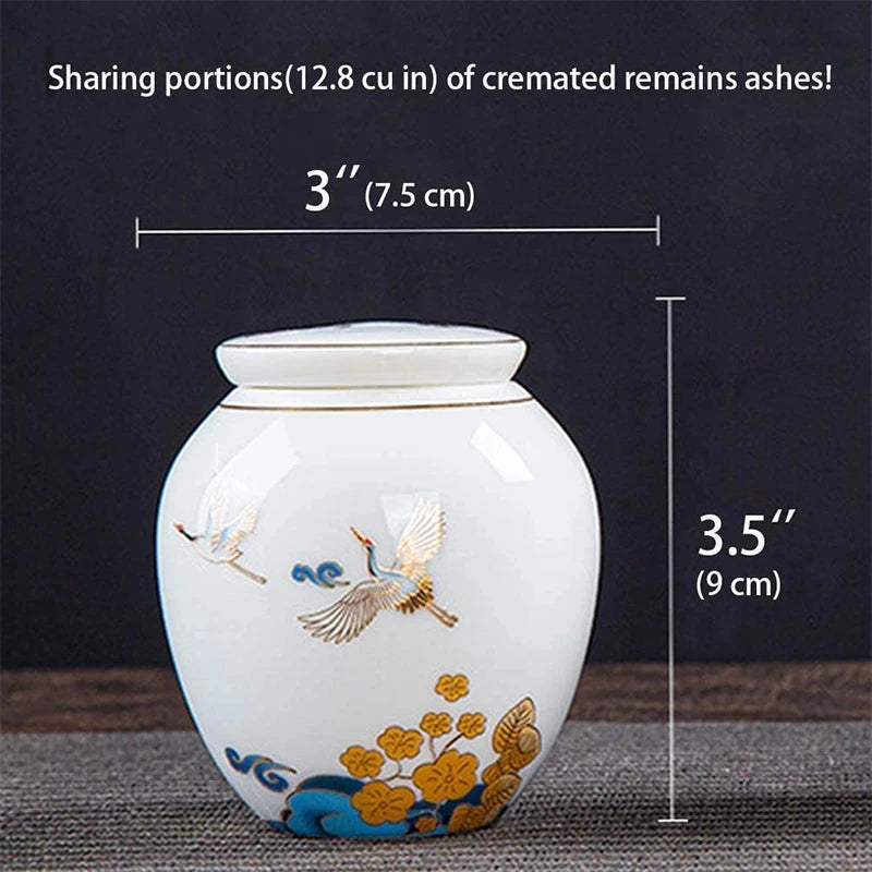 Small Cremation Urns for Human Ashes Ceramic Adult Dog Cat Ash Holders Miniature Memorial Funeral Urn for Sharing Ashes Pet