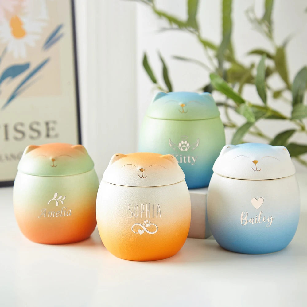 Personalized Dog Ashes Keepsake Pet Urns Dog Cat Urn-Funeral Holder Custom Pet Fur Memorial Box Ceramics Pet Memorial Gift