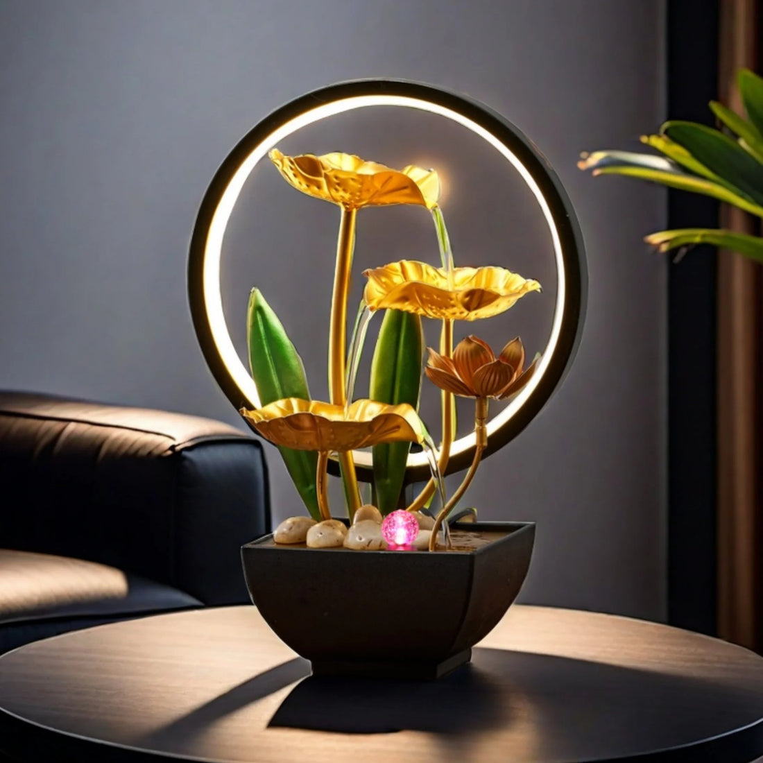 Small Indoor Fountain Automatic Humidifier Desktop Decor for Living Room and Bedroom Relaxation Craft, USB Plug