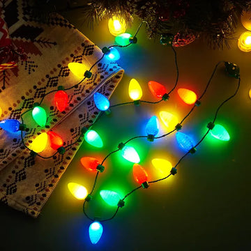 1-20PCS Colorful LED Necklace with 9 Bulbs and 3 Flash Modes Glowing Accessories for Women Christmas New Year Party Gift