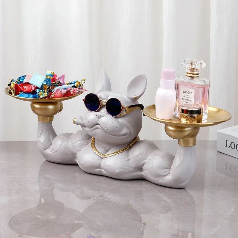 2025 New Style Cool Dog Figurine Remote Control Key Statue Storage Box Animal Ornament Resin Craft Art Sculpture Home Decoration