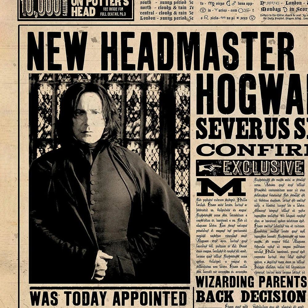 Harry Potter Daily Prophet Poster Vintage Magic Newspaper Art Print Retro Movie Wall Art Canvas Painting Living Room Home Decor