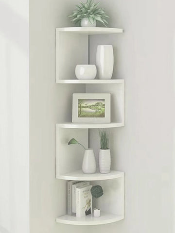 5-tier Floating Wall Shelf Corner Storage Rack Aesthetic Room Decoration Home Decoration Living Room Kitchen Display Stand Ledge