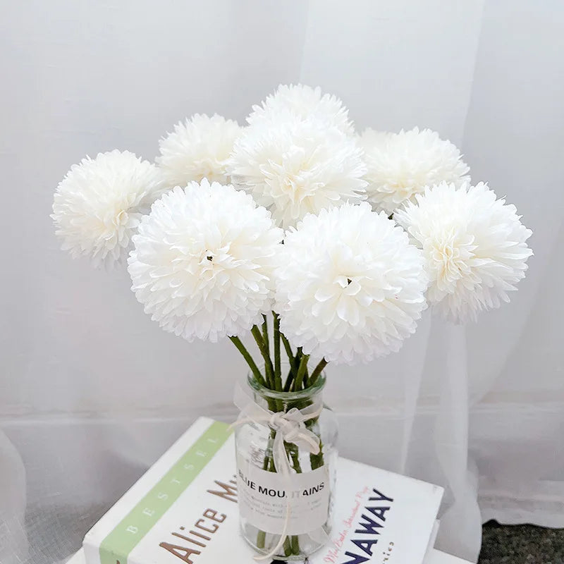 1/5pcs Artificial Hydrangea Fake Ball Chrysanthemum Flower Bouquet Artificial Flower Silk Ball Chrysanthemum Home Decor Wedding