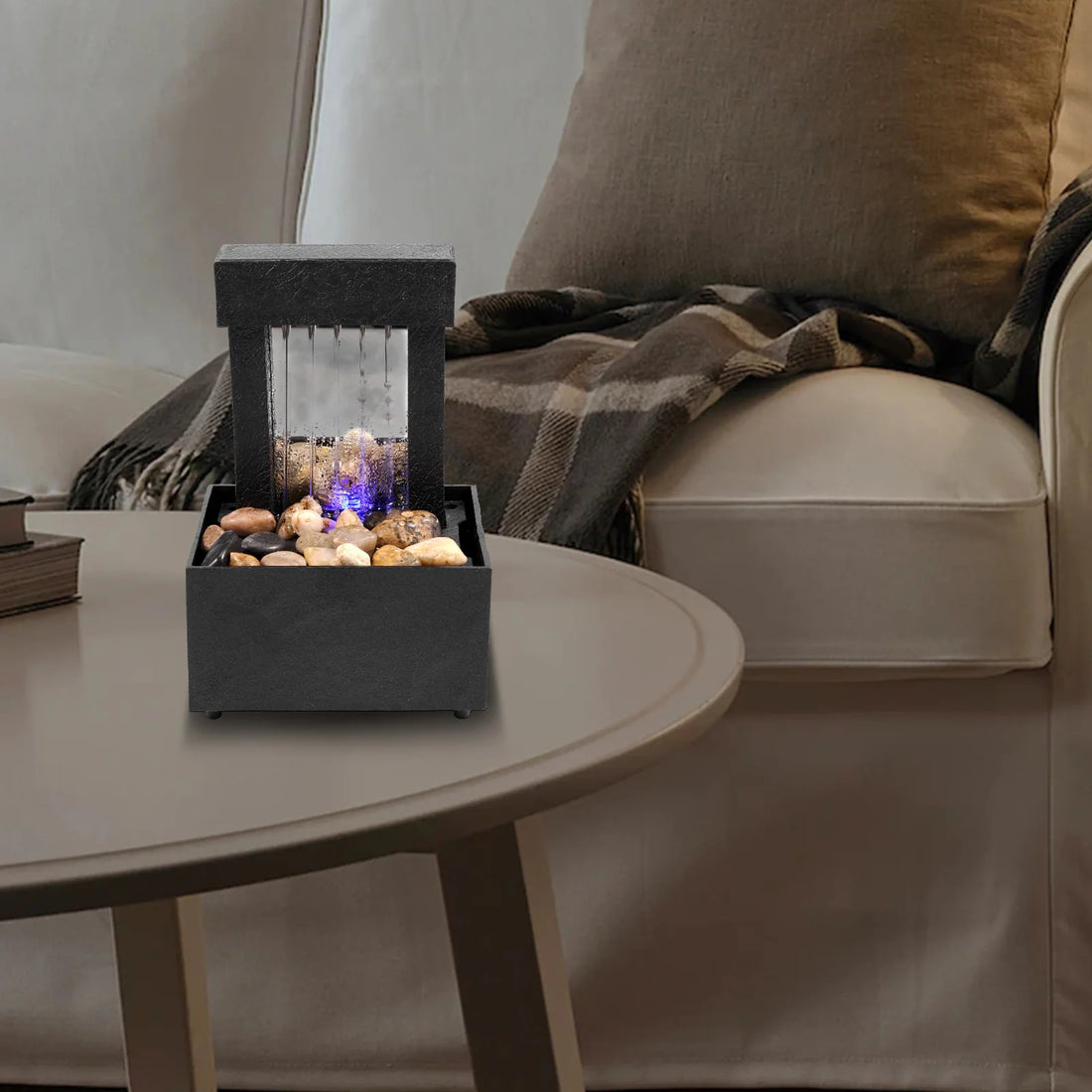 Tabletop Fountain Battery/Usb Operated Mini Indoor Water Fountain Creative Flowing Water Ornaments Desktop Water Fountain