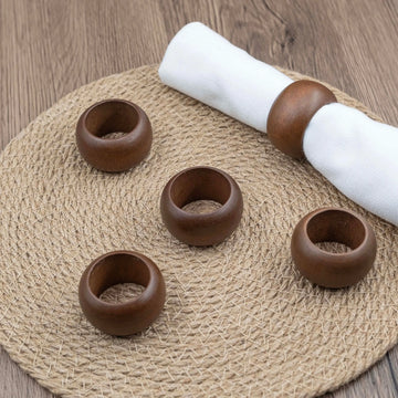 Napkin Rings Set of 12 Handmade Acacia Wood Dining Table Napkin Holder Classic Everyday Thanksgiving Holiday Christmas Festive