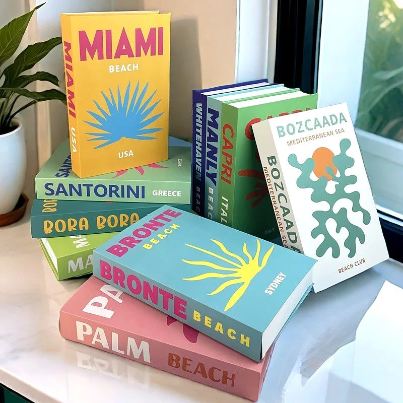 Hawaii Miami Capri Palm Luxury Fake Book Storage Box Colorful Decorative Books Travel Series Coffee Table Living Room Home Decor