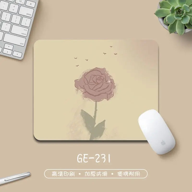 Various Flowers Kawaii Pad Small XS Rubber Mousepad For PC Gamer Desktop Decoration Office Mouse Mat Deskmat Rug Stitched Edge