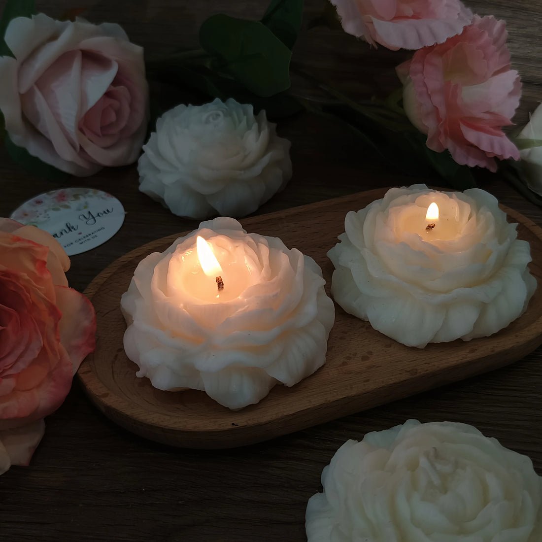 10sets Rose Flower Decorative Candles for Wedding Guest Gifts, Bridal Shower Table Decor, Party Centerpieces, Gift Display