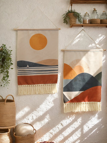 Tapestry Wall Hanging Bohemian Art Home Decor With Fringe Long Linen Vertical Tapestry Wall Hangin Room Decors Aesthetic Gifts
