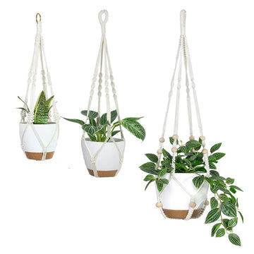 Macrame Handmade Plant Hanger Baskets Flower Pots Holder Balcony Hanging Decoration Knotted Lifting Rope Home Garden Supplies