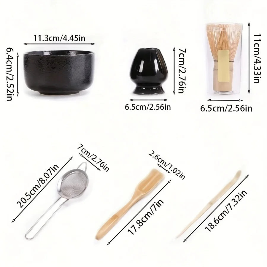 6PCS/Set Japanese-style Matcha Bowl , Spoon, Tea Whisk, Sieve Mesh, Perfect Gift For Ceremony, Traditional Decoration