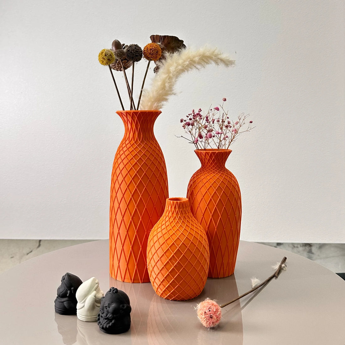 3-Piece Set of Spider Web Textured Vase, Bohemian Style Vase Decoration, Dried Flower Arrangement Vase, Suitable for Modern Home Decoration Ornaments, Office Decoration Ornaments Vase, Best Holiday Gifts
