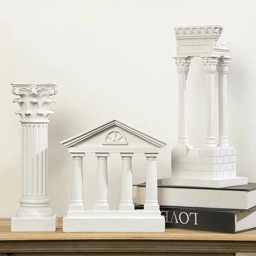 Decorative Greek Roman Forum Temple of Vespasian Corner Column Statue Pillars Figurine for Home Office Desk Garden Decoration