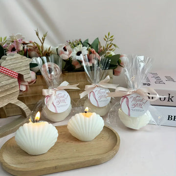 10sets Seashell Shaped Scented Candles, Unique Baby Shower Party Packs for Bridal Shower Favors Party Decorations Birthday Gifts