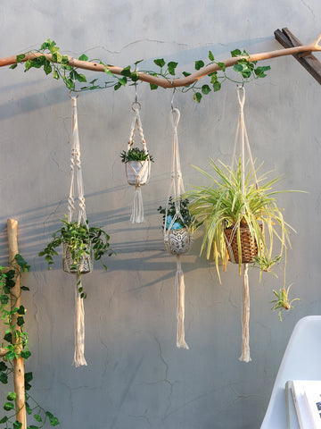 4Pcs Macrame Plant Hanger Flower Pot Holder Handmade Hanging Basket Balcony Decorations Boho Garden Decoration Courtyard Decor