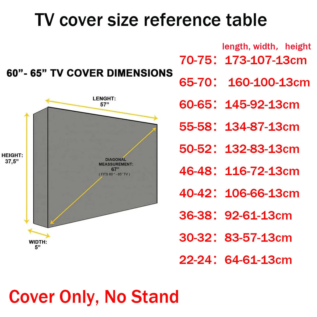 Outdoor TV protection cover, 1 piece, 600D thick fabric cover, waterproof, windproof, and dustproof, suitable for outdoor TVs