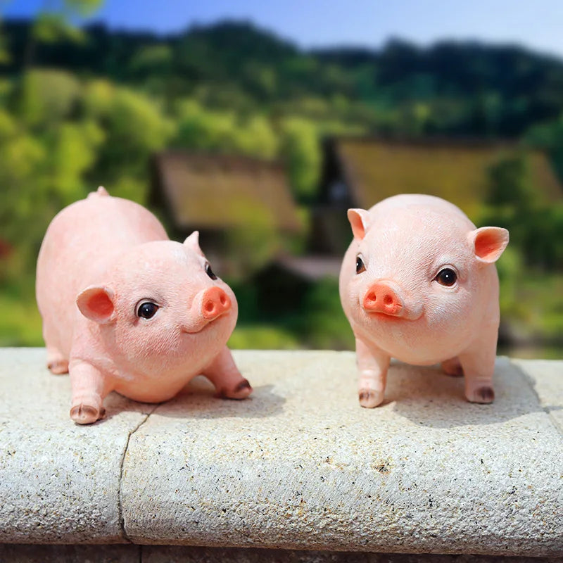 Cute Pink Piggy Resin Statue, Figures Pig DIY Crafts,Garden Decoration, For Tabletop Yard Lawn Porch Balcony Patio Outdoor Decor