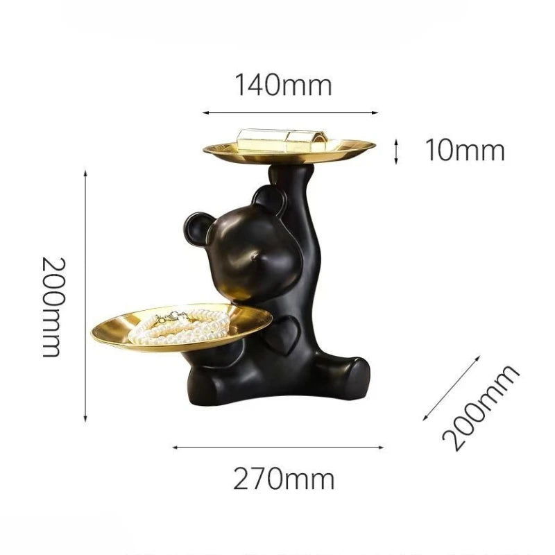 Ceramic Electroplated Bear Figurine Cute Animal Decor Statue Gift Box Storage Jewelry Holder Home Office Desk Wedding Ornament