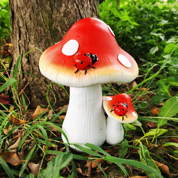 Whimsical Mushroom & Ladybird Garden Statue: Vivid ResinDecor for Outdoor, Perfect for Easter Gifts & Parties, No PowerRequired