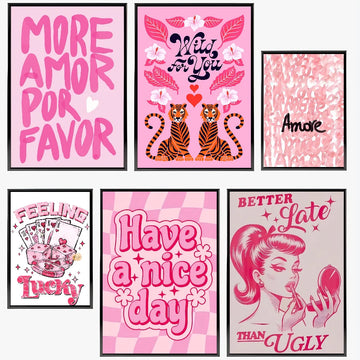 1PC Pink Love Quote Poster Poster Paper Print Home Living Room Bedroom Entrance Bar Cafe Art Painting Decoration