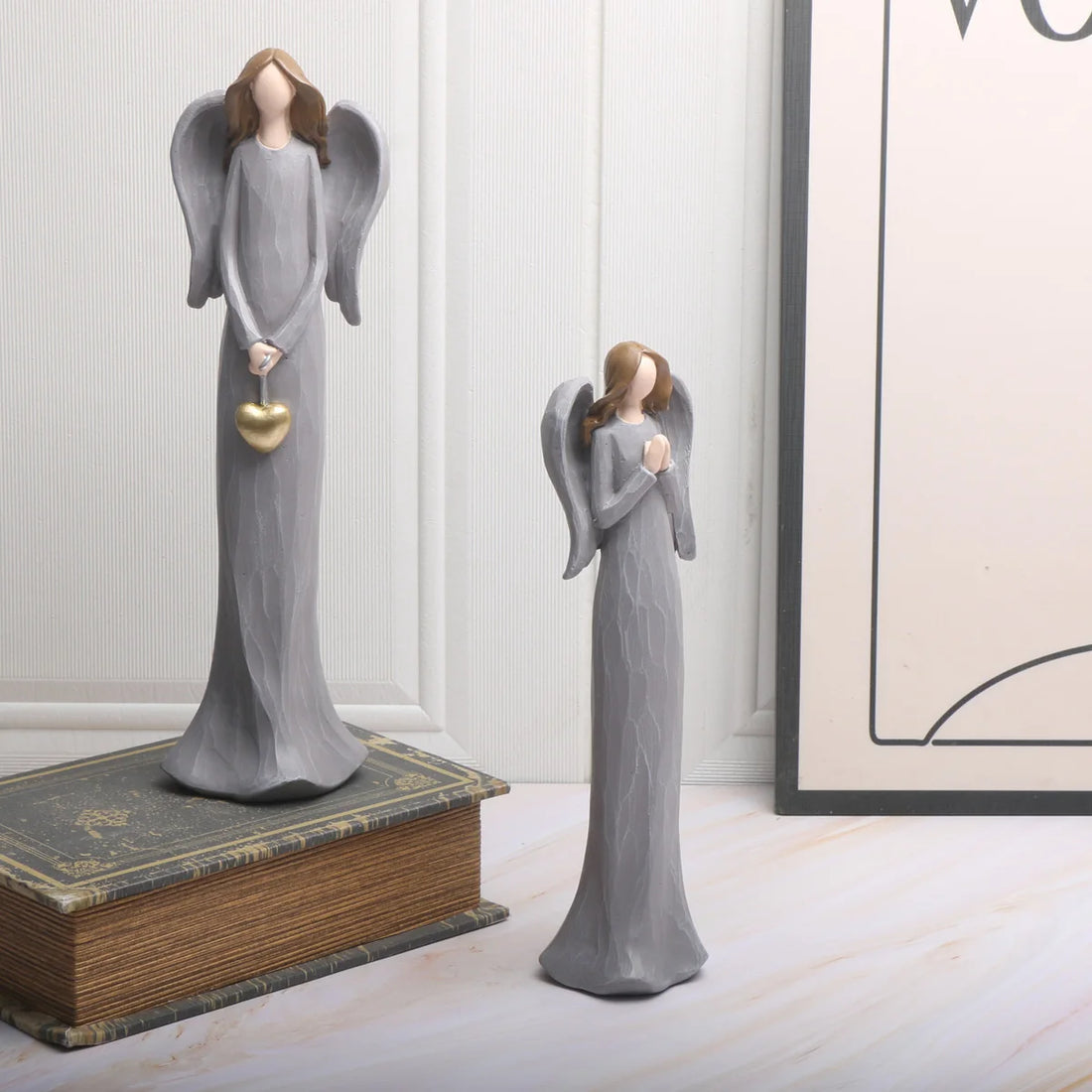 1pc Resin Blessing Angel Figurine - Versatile Indoor Decor for Christmas, Weddings & Home | Durable Abs Sculpture | No Electrici
