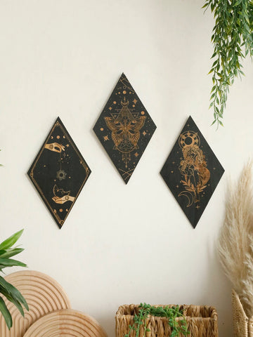 Gothic Wooden Butterfly Wall Decor Witchy Wall Hanging Wall Pediments for Home Bedroom Decorations Boho Home Decoration Gift
