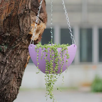 Decorative Woven Hanging Planter with Metal Hook And Drainage Tray Chain-Hung Indoor Plant Basket